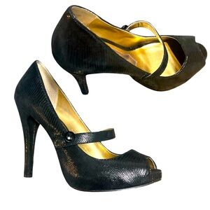 HALEBOB 👠Elegant Black Peep-Toe Heels